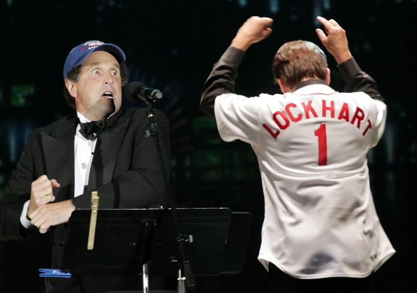 Kissel onstage w Keith Lockhart at
              McCoy Stadium 9_2010